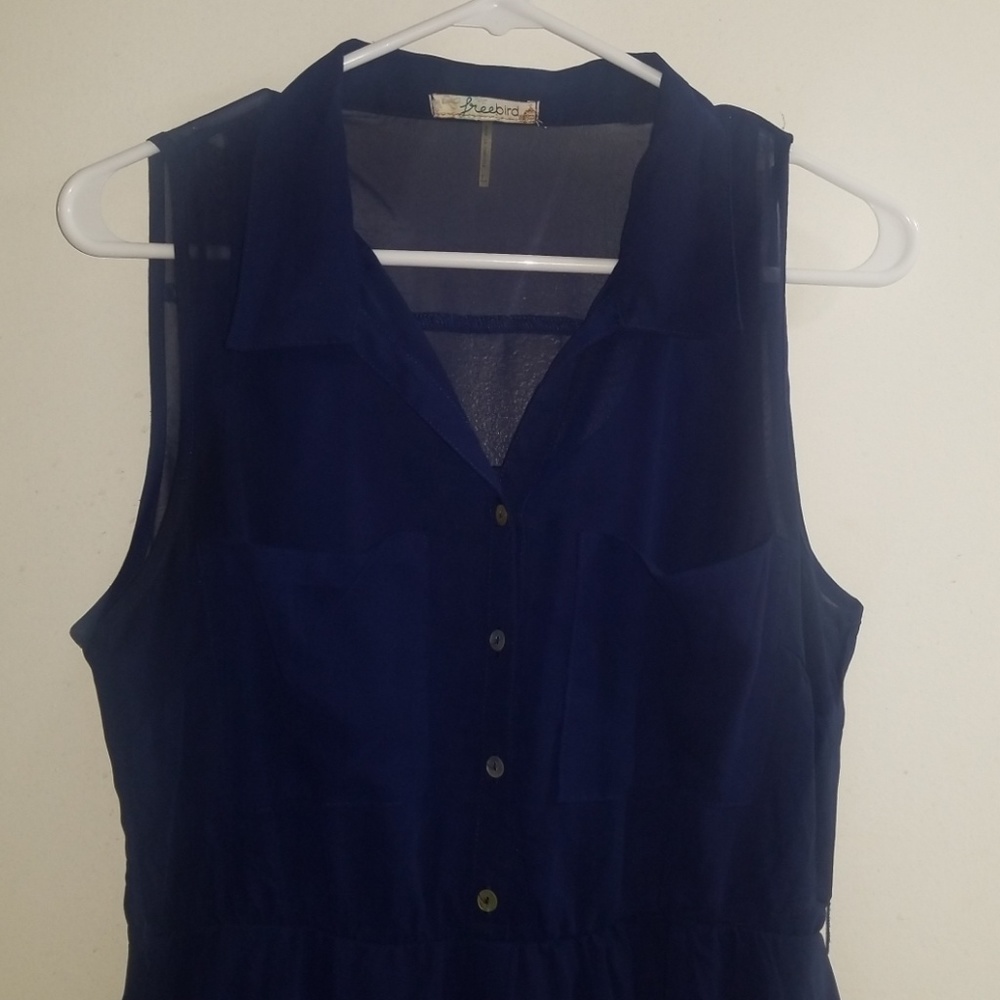 Blue sheer see through dress.